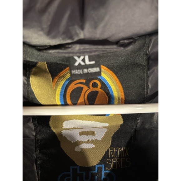 Vtg "Dub 68 Remix Series" Black Short Sleeve Rapper Puffer Jacket Men's L Y2k - Picture 4 of 16